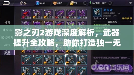 影之刃2游戏深度解析，武器提升全攻略，助你打造独一无二的专属神兵