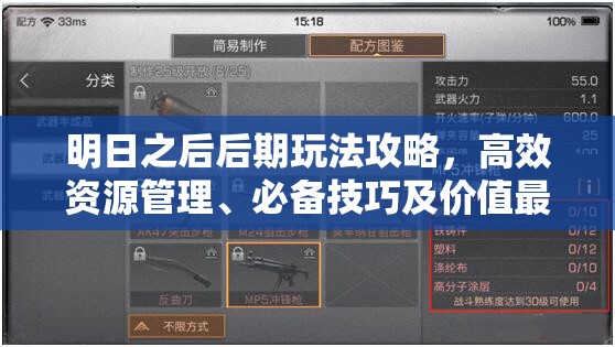 明日之后后期玩法攻略，高效资源管理、必备技巧及价值最大化策略