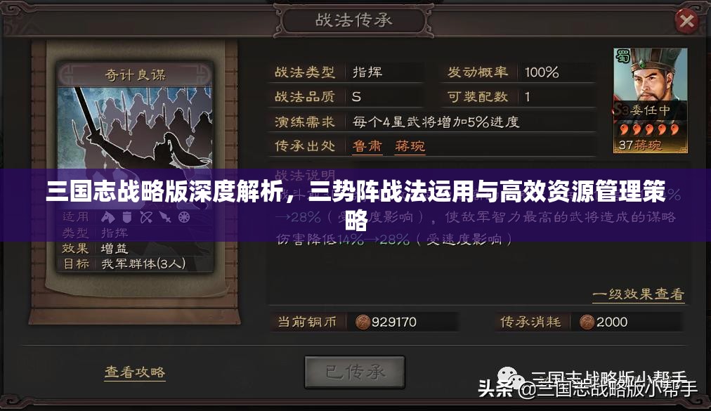 三国志战略版深度解析，三势阵战法运用与高效资源管理策略