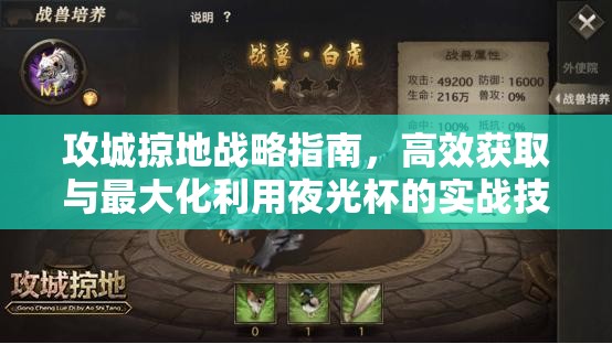 攻城掠地战略指南，高效获取与最大化利用夜光杯的实战技巧