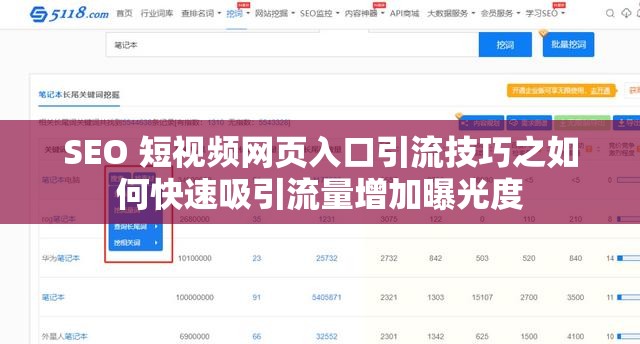 SEO 短视频网页入口引流技巧之如何快速吸引流量增加曝光度