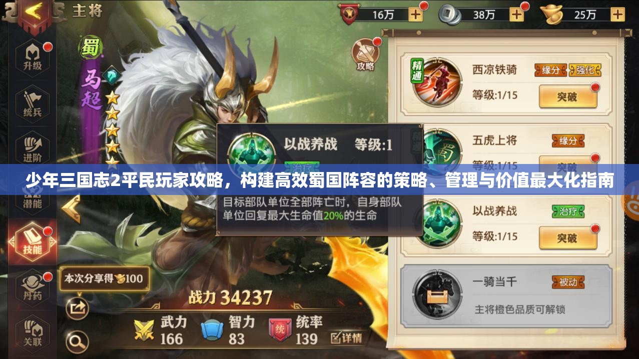少年三国志2平民玩家攻略，构建高效蜀国阵容的策略、管理与价值最大化指南