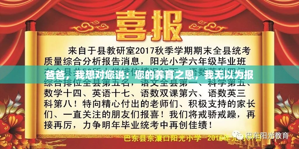 爸爸，我想对您说：您的养育之恩，我无以为报