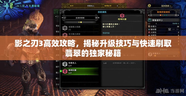 影之刃3高效攻略，揭秘升级技巧与快速刷取翡翠的独家秘籍
