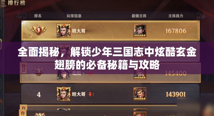 全面揭秘，解锁少年三国志中炫酷玄金翅膀的必备秘籍与攻略