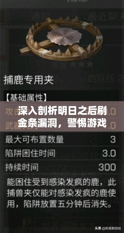 深入剖析明日之后刷金条漏洞，警惕游戏世界的非法行为与灰色地带