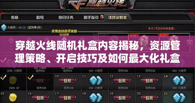 穿越火线随机礼盒内容揭秘，资源管理策略、开启技巧及如何最大化礼盒价值