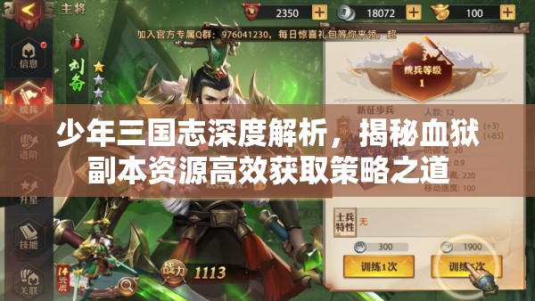 少年三国志深度解析，揭秘血狱副本资源高效获取策略之道