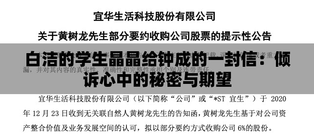 白洁的学生晶晶给钟成的一封信：倾诉心中的秘密与期望