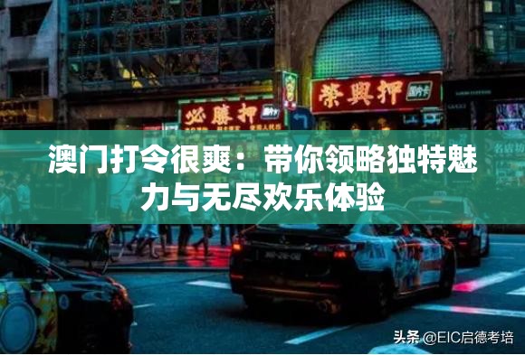 澳门打令很爽：带你领略独特魅力与无尽欢乐体验