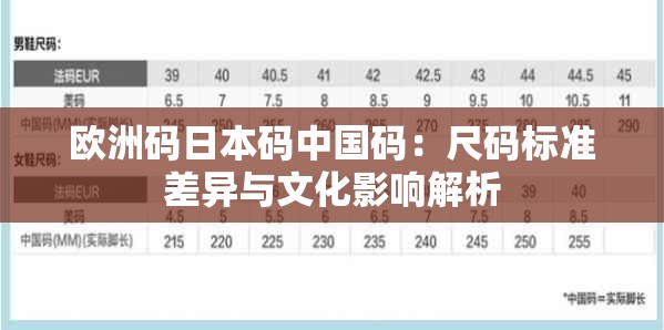 欧洲码日本码中国码：尺码标准差异与文化影响解析