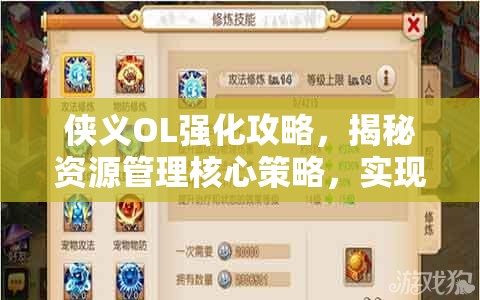 侠义OL强化攻略，揭秘资源管理核心策略，实现游戏价值最大化