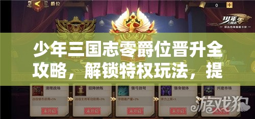 少年三国志零爵位晋升全攻略，解锁特权玩法，提升爵位等级，享受丰富加成