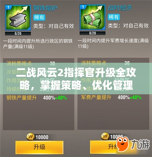 二战风云2指挥官升级全攻略，掌握策略、优化管理以实现价值最大化
