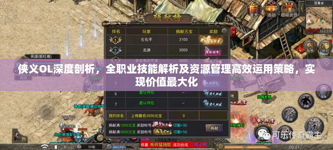 侠义OL深度剖析，全职业技能解析及资源管理高效运用策略，实现价值最大化
