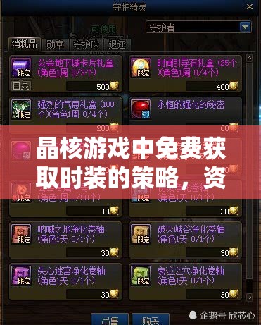 晶核游戏中免费获取时装的策略，资源管理高效技巧及避免资源浪费指南