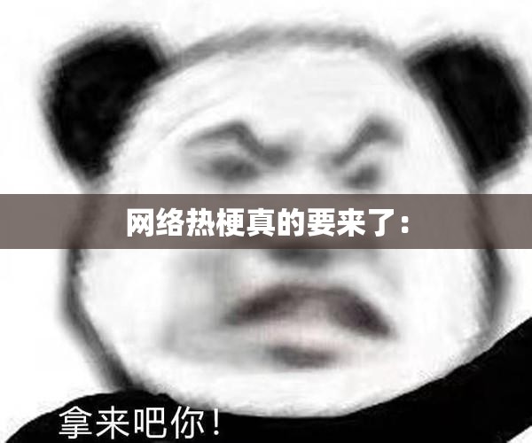网络热梗真的要来了：