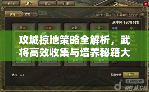 攻城掠地策略全解析，武将高效收集与培养秘籍大公开