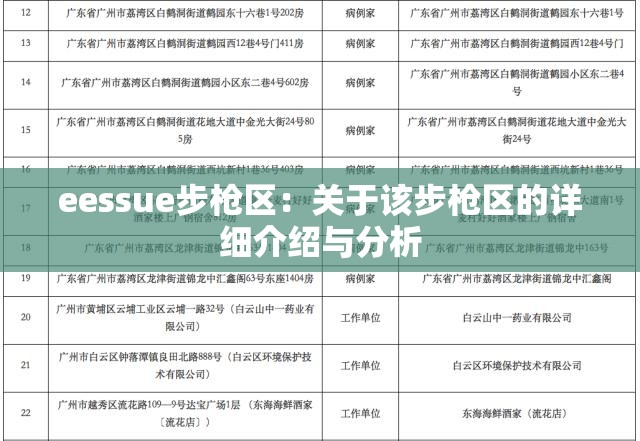 eessue步枪区：关于该步枪区的详细介绍与分析