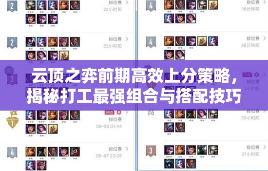 云顶之弈前期高效上分策略，揭秘打工最强组合与搭配技巧