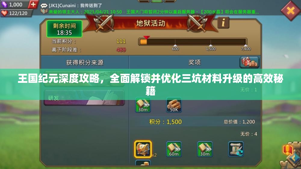 王国纪元深度攻略，全面解锁并优化三坑材料升级的高效秘籍