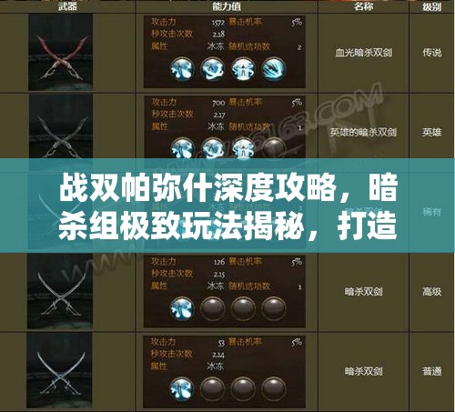 战双帕弥什深度攻略，暗杀组极致玩法揭秘，打造无敌高效队伍推荐