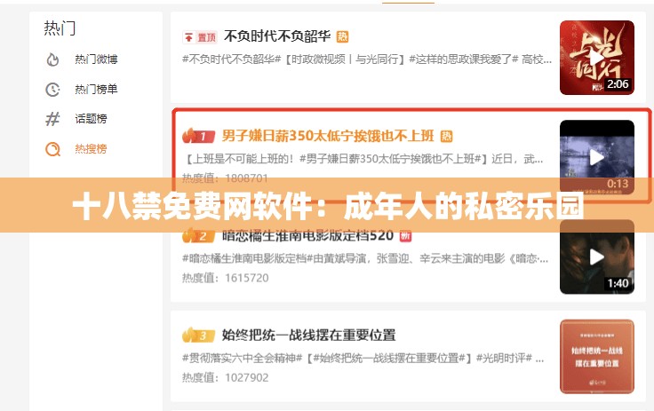 十八禁免费网软件：成年人的私密乐园