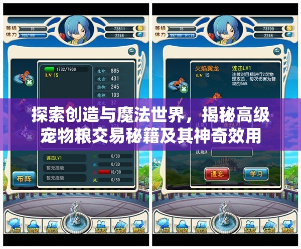 探索创造与魔法世界，揭秘高级宠物粮交易秘籍及其神奇效用