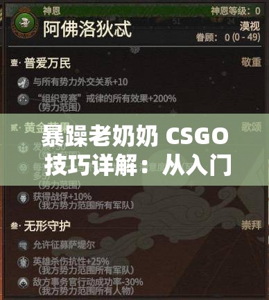 暴躁老奶奶 CSGO 技巧详解：从入门到精通的全面指南