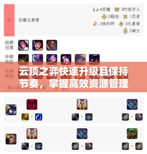 云顶之弈快速升级且保持节奏，掌握高效资源管理的策略与艺术