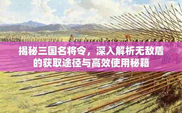 揭秘三国名将令，深入解析无敌盾的获取途径与高效使用秘籍