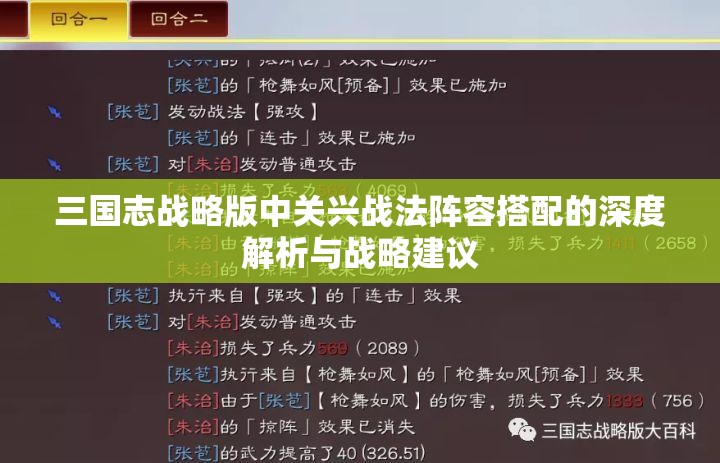 三国志战略版中关兴战法阵容搭配的深度解析与战略建议