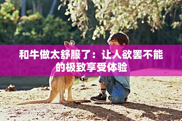 和牛做太舒服了：让人欲罢不能的极致享受体验