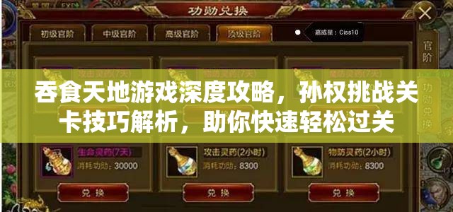 吞食天地游戏深度攻略，孙权挑战关卡技巧解析，助你快速轻松过关