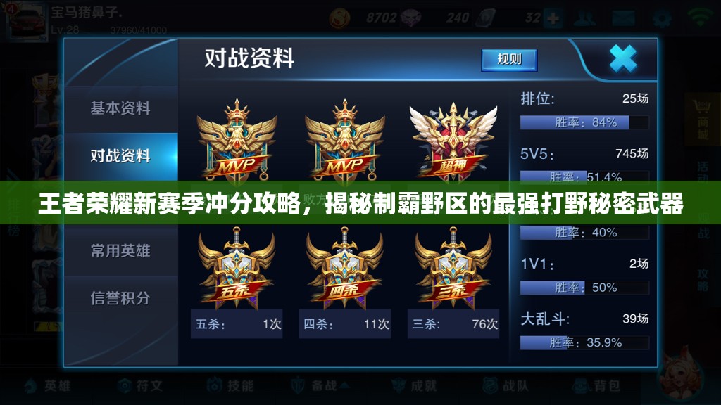 王者荣耀新赛季冲分攻略，揭秘制霸野区的最强打野秘密武器
