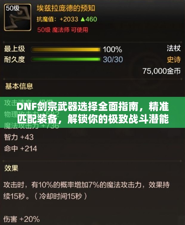 DNF剑宗武器选择全面指南，精准匹配装备，解锁你的极致战斗潜能