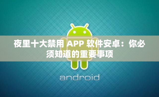 夜里十大禁用 APP 软件安卓：你必须知道的重要事项