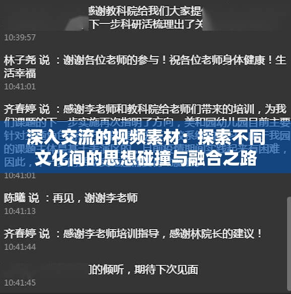 深入交流的视频素材：探索不同文化间的思想碰撞与融合之路
