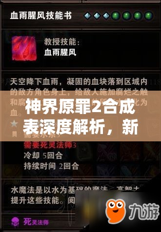 神界原罪2合成表深度解析，新手玩家掌握合成技巧，制胜法宝全揭秘