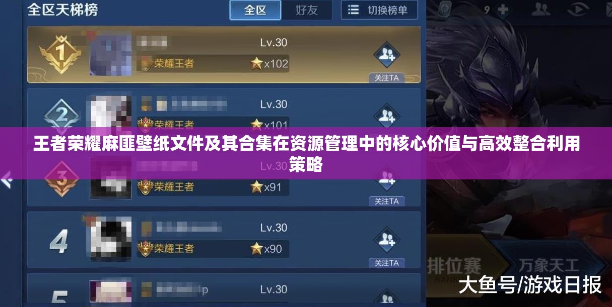 王者荣耀麻匪壁纸文件及其合集在资源管理中的核心价值与高效整合利用策略