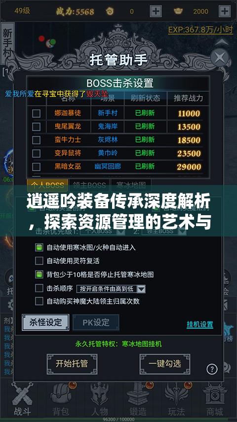 逍遥吟装备传承深度解析，探索资源管理的艺术与智慧之道