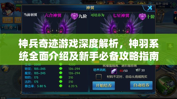 神兵奇迹游戏深度解析，神羽系统全面介绍及新手必备攻略指南
