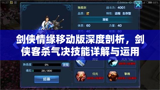 剑侠情缘移动版深度剖析，剑侠客杀气决技能详解与运用