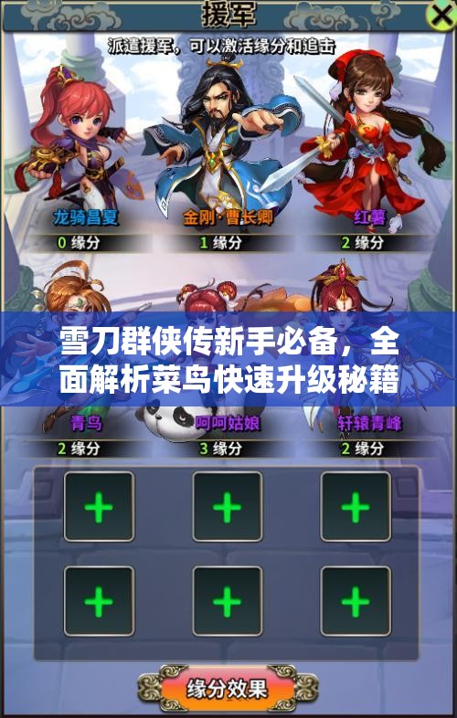 雪刀群侠传新手必备，全面解析菜鸟快速升级秘籍与攻略