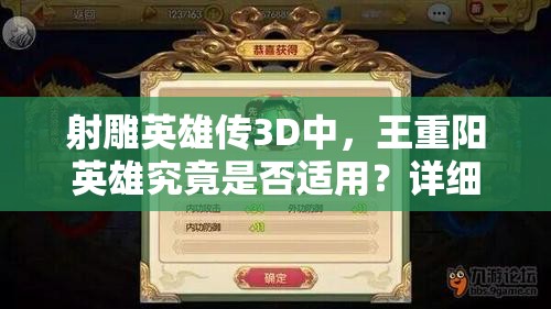 射雕英雄传3D中，王重阳英雄究竟是否适用？详细分析揭晓！