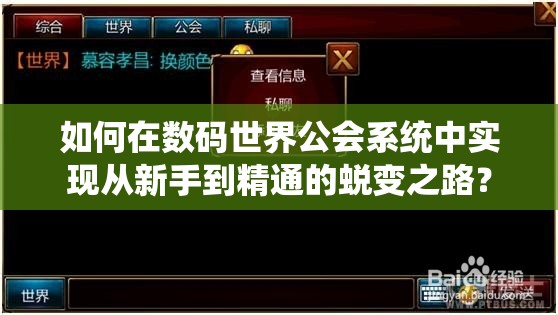 如何在数码世界公会系统中实现从新手到精通的蜕变之路？