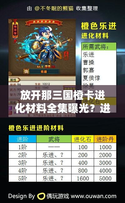 放开那三国橙卡进化材料全集曝光？进化演变史专题揭秘！