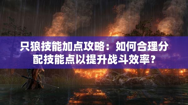 只狼技能加点攻略：如何合理分配技能点以提升战斗效率？